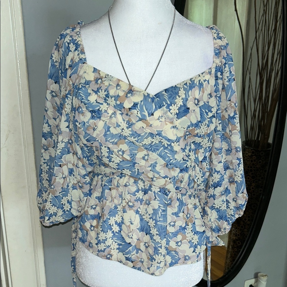Sugarlips Blue Floral Blouse